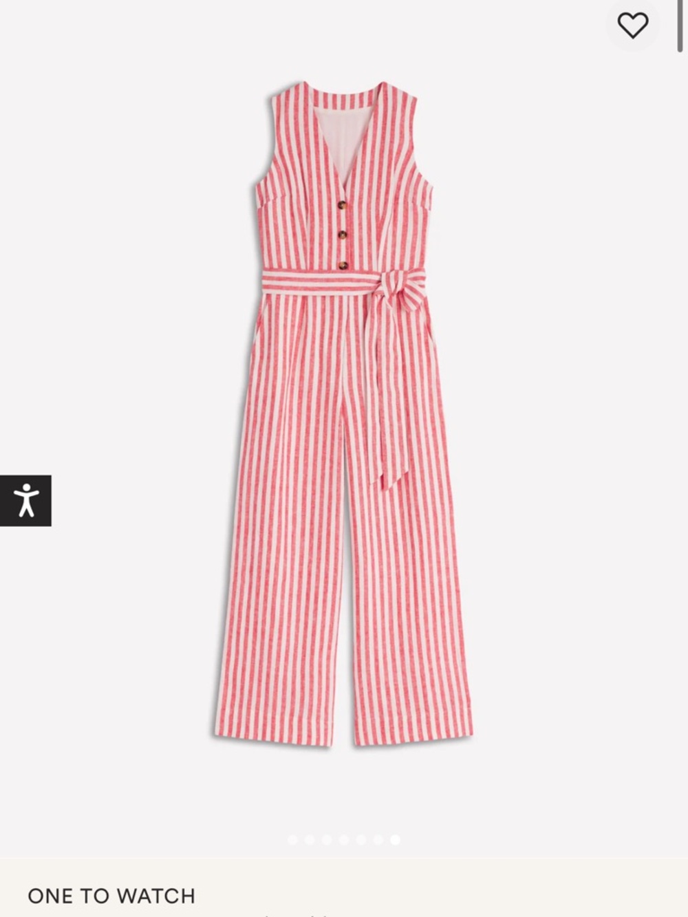 NEW Boden Laura V-neck Linen Jumpsuit Red and Cream